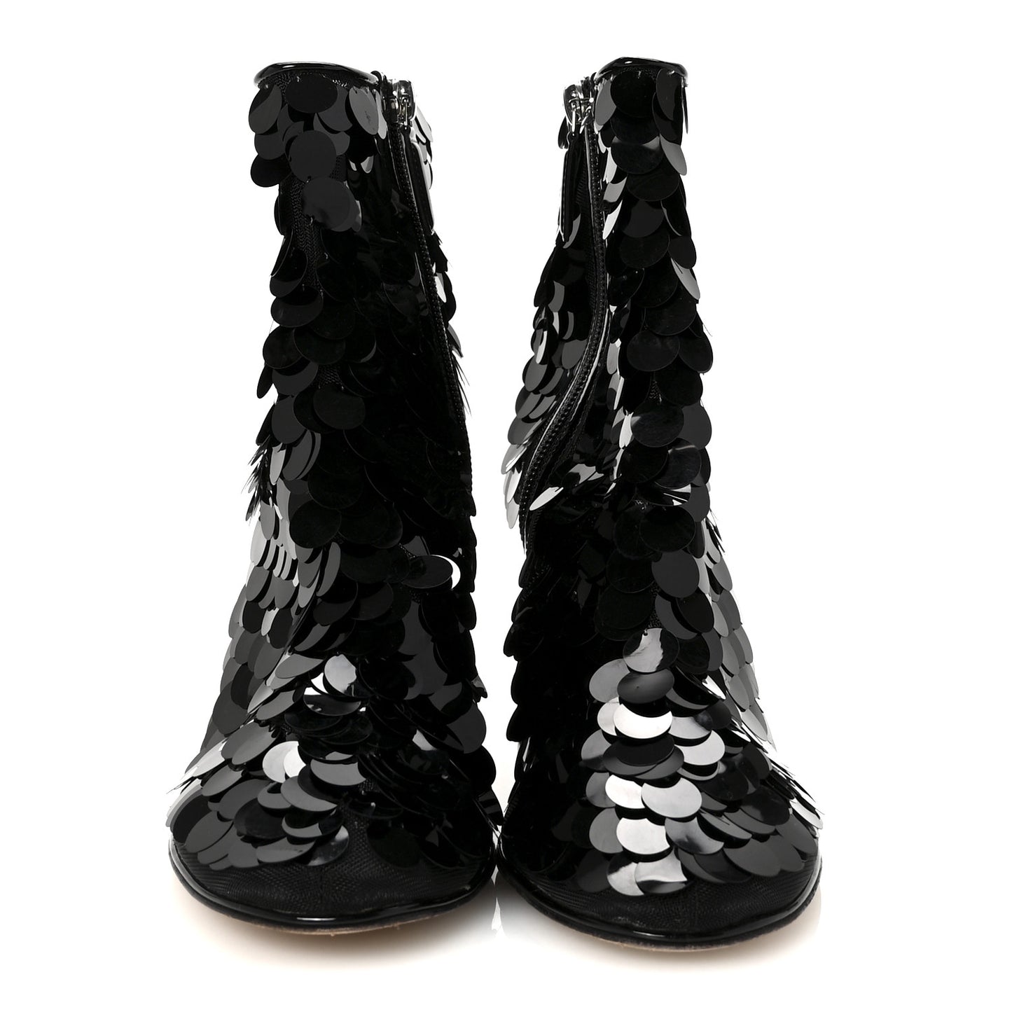 Sequin Mesh Boots 38.5 Black
