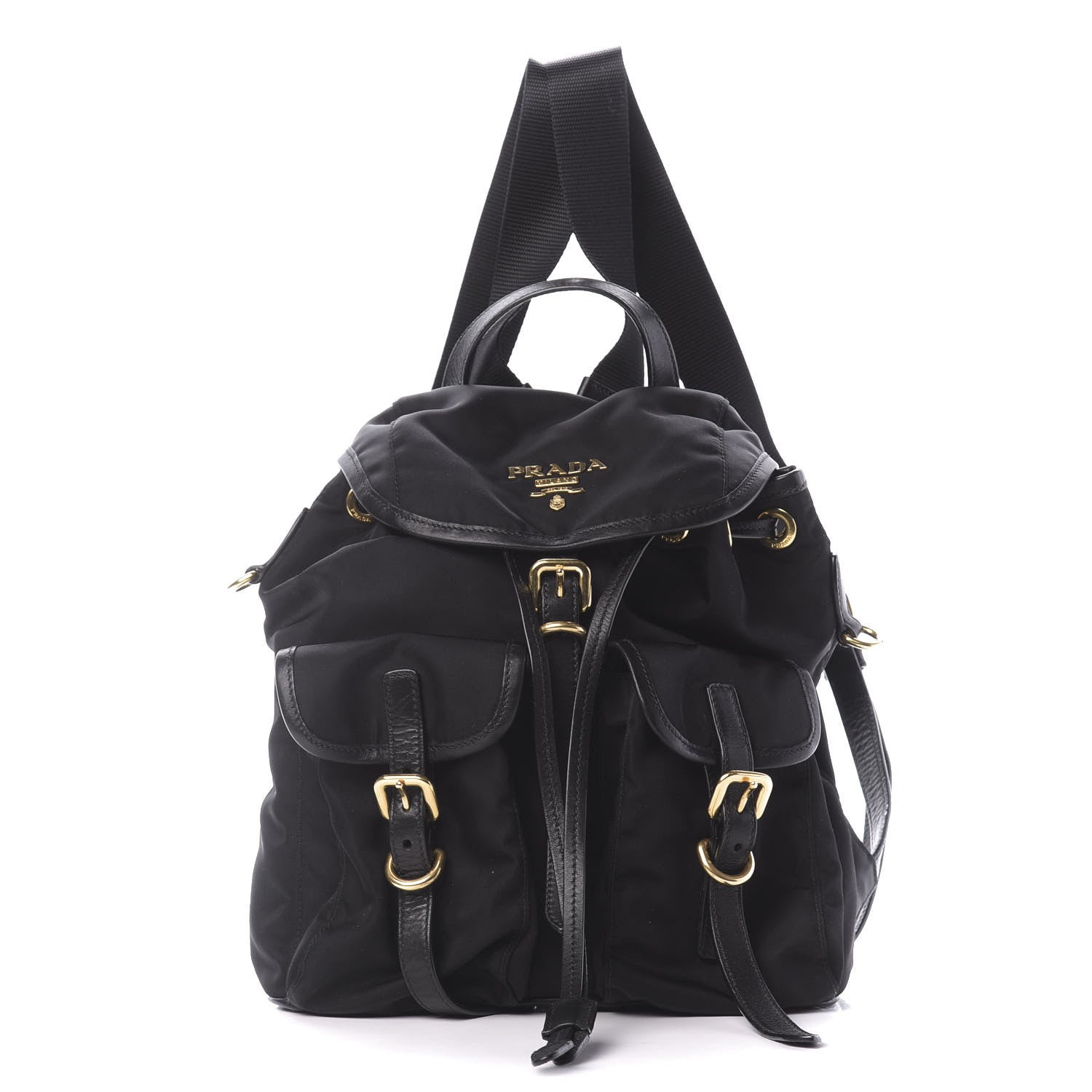 Prada Tessuto Nylon Soft Calfskin Backpack Black 1 of 9