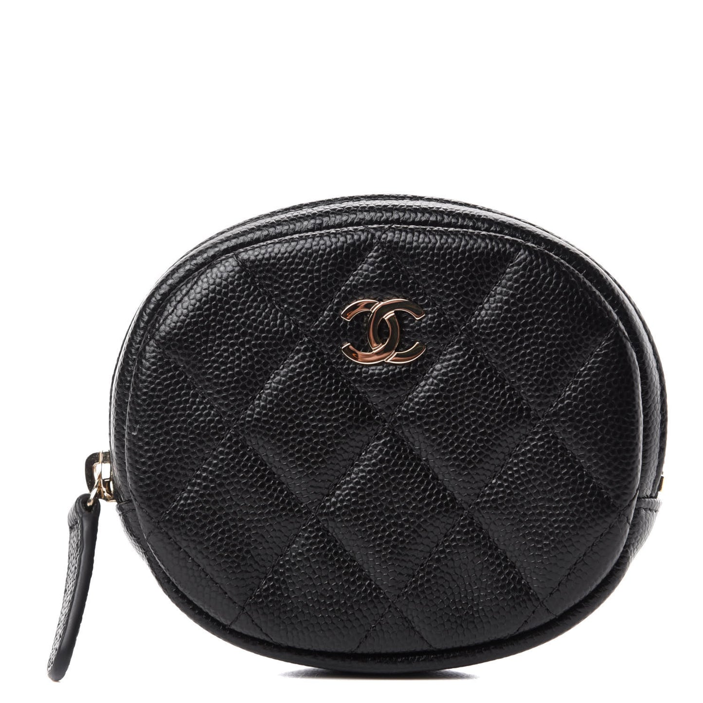 Caviar Quilted Zip Around Classic Coin Purse Black