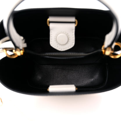 Prada Saffiano Cuir Calfskin Small Panier Bucket Bag White Black 5 of 11