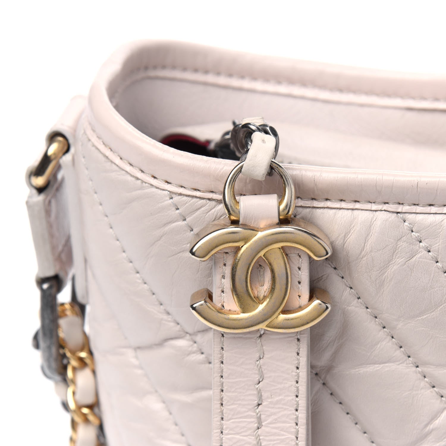Chanel Aged Calfskin Chevron Quilted Small Gabrielle Hobo Beige 15 of 15