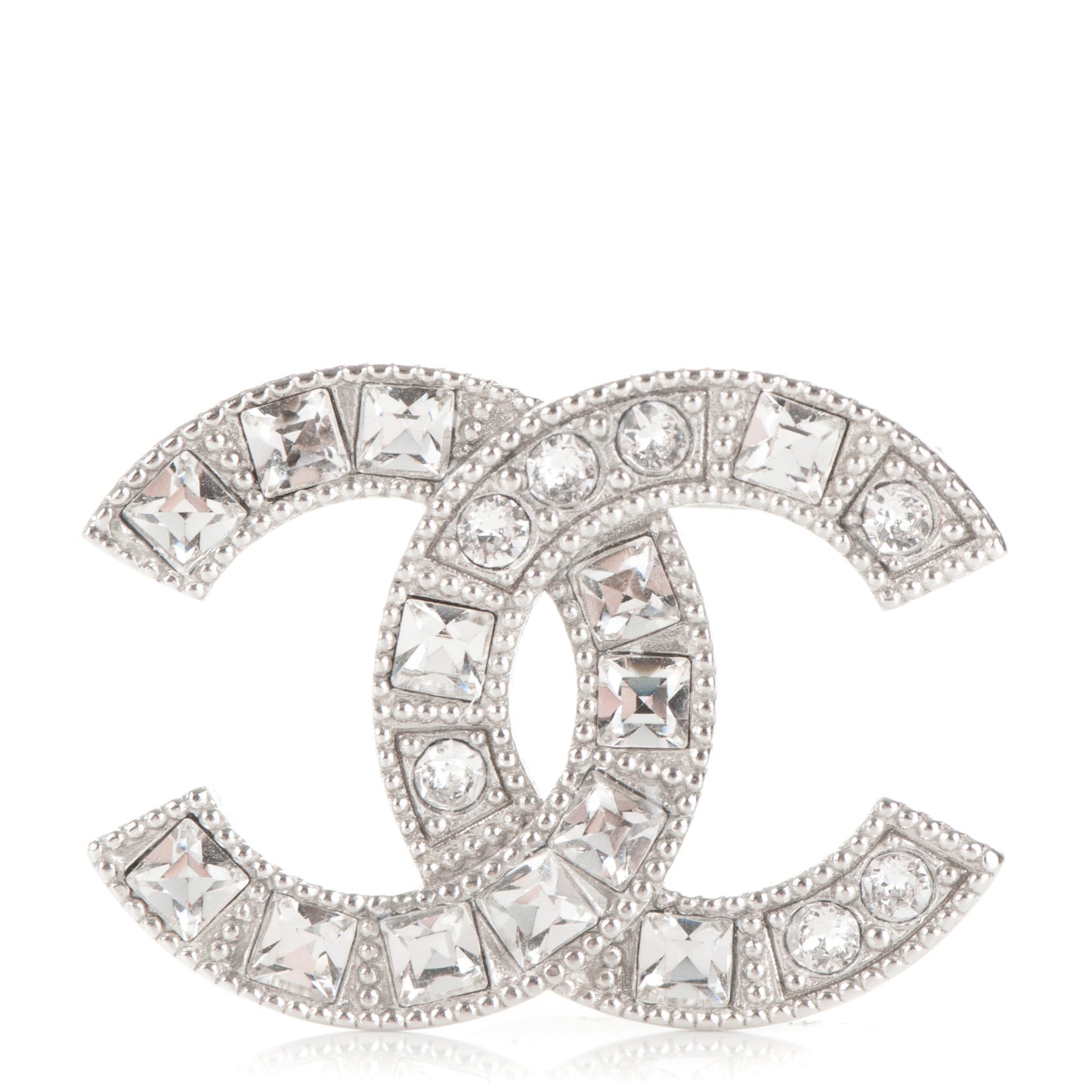 Crystal CC Mini Brooch Silver