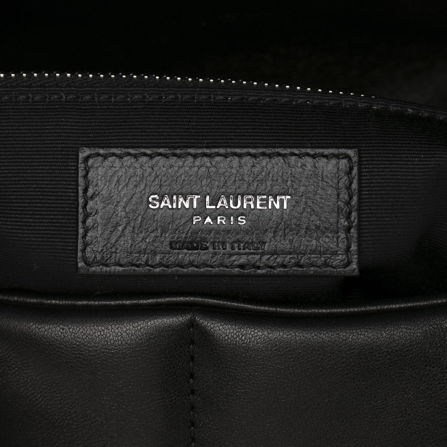 Lambskin Quilted Medium Loulou Puffer Monogram Chain Satchel Black