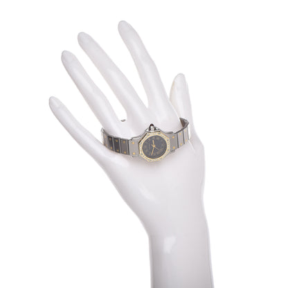Cartier Stainless Steel 18K Yellow Gold Diamond 25mm Santos Octagon Automatic Watch Black 2 of 7