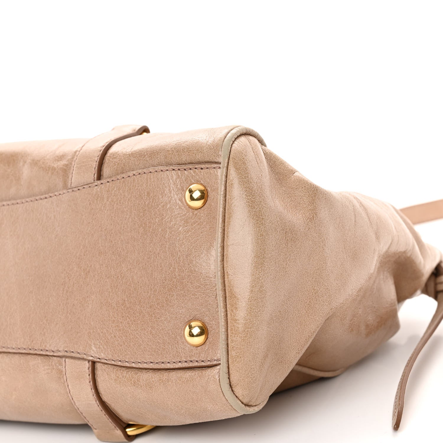 Miu Miu Vitello Shine Double Zip Tote Cammeo 9 of 9