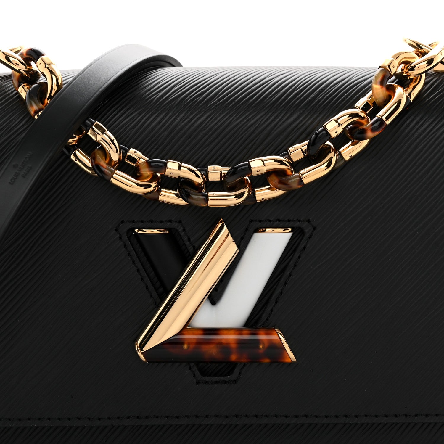 Louis Vuitton Epi Tortoiseshell Twist Shoulder Bag MM Black