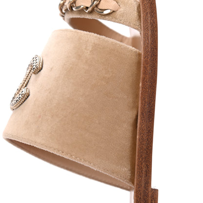 Chanel Velvet Chain Mule Sandals 37 Beige 8 of 16