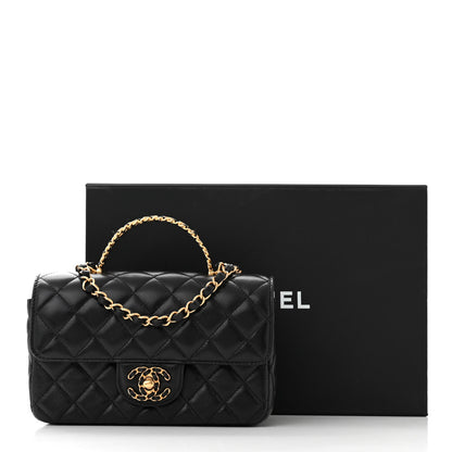 Chanel Lambskin Quilted Mini Strass On Top Flap Black 11 of 11