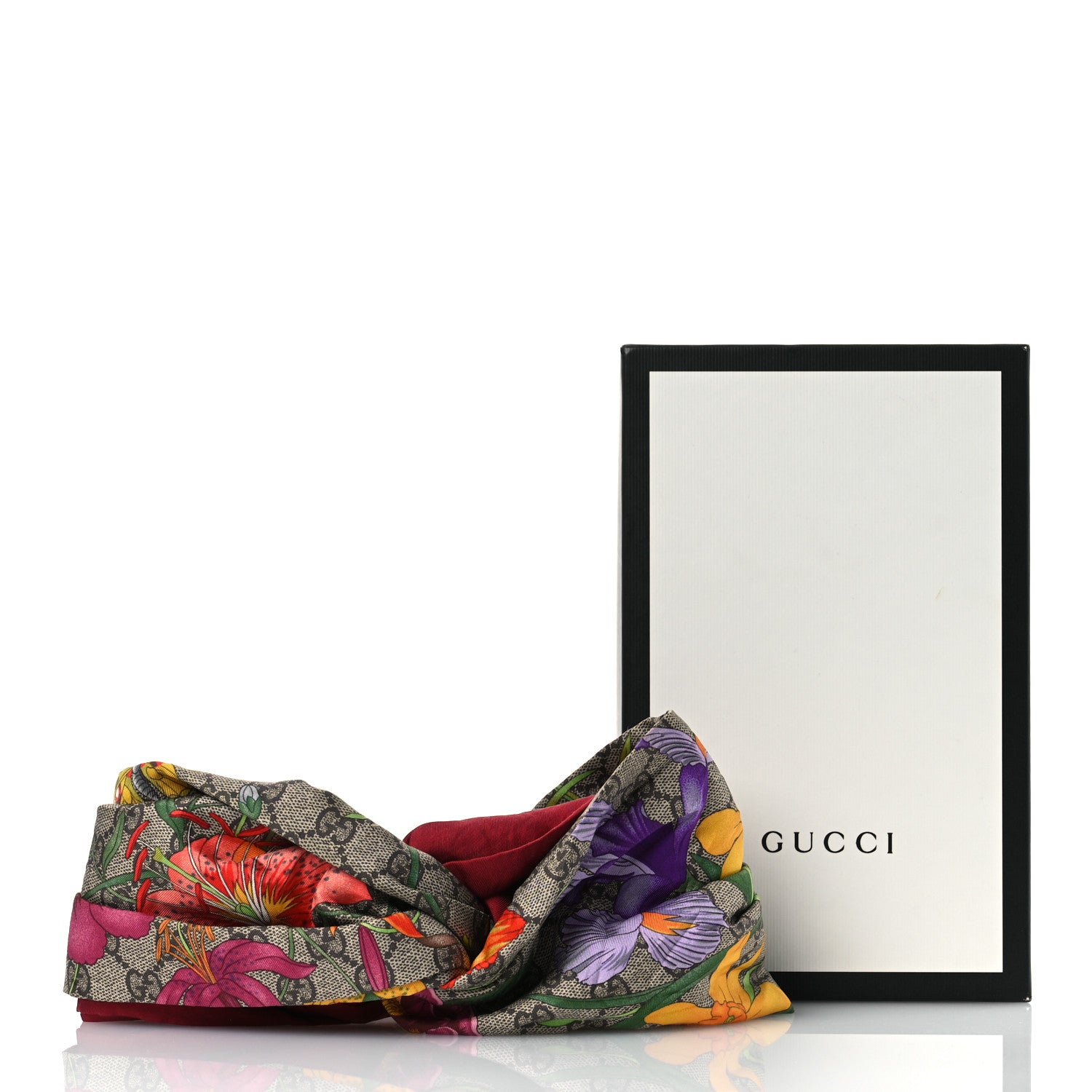Gucci Silk Monogram Flora Print Headband M Red 7 of 7