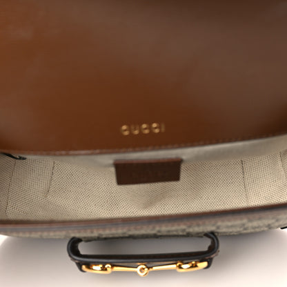 Gucci GG Supreme Monogram Web Mini Horsebit 1955 Shoulder Bag Beige Brown Sugar 5 of 9