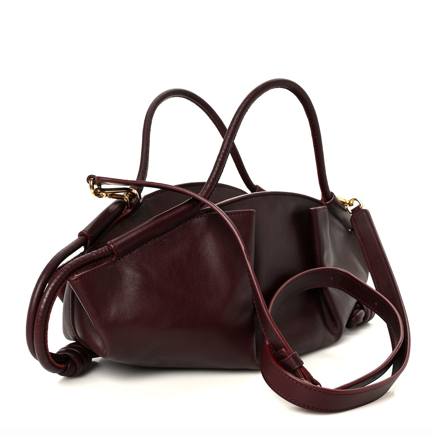 Loewe Shiny Nappa Calfskin Small Paseo Bag Burgundy 3 of 10