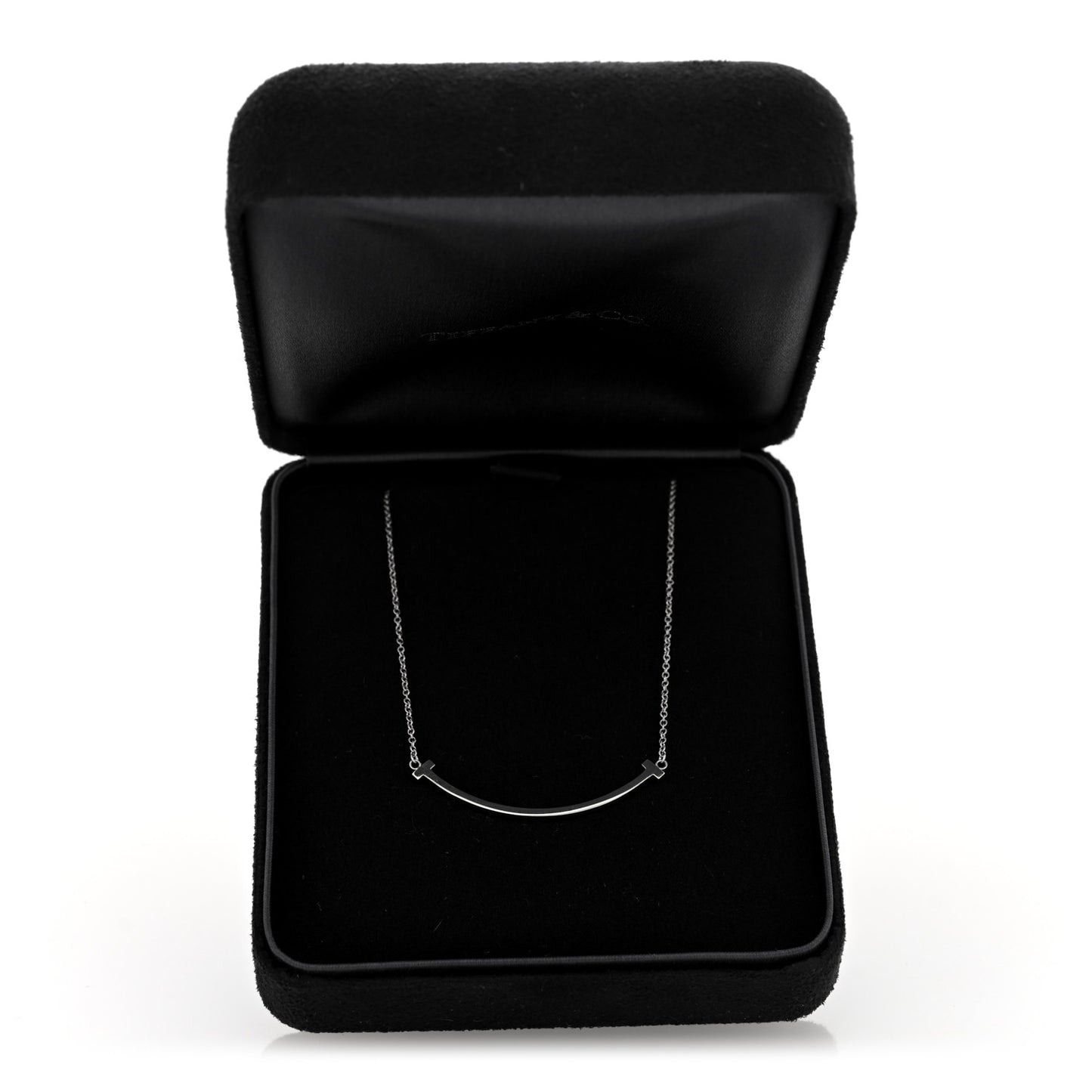 18K White Gold Small T Smile Pendant Necklace