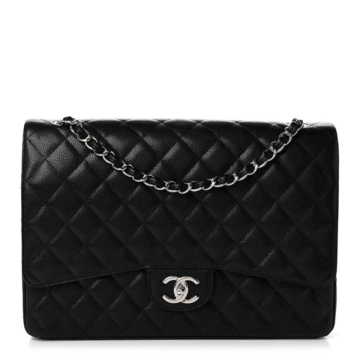 Caviar Quilted Maxi Double Flap Black
