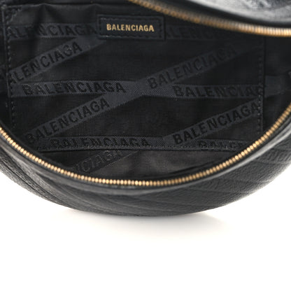 Balenciaga Shiny Goatskin Allover Logo Embossed XXS Souvenir Belt Bag Black 5 of 10