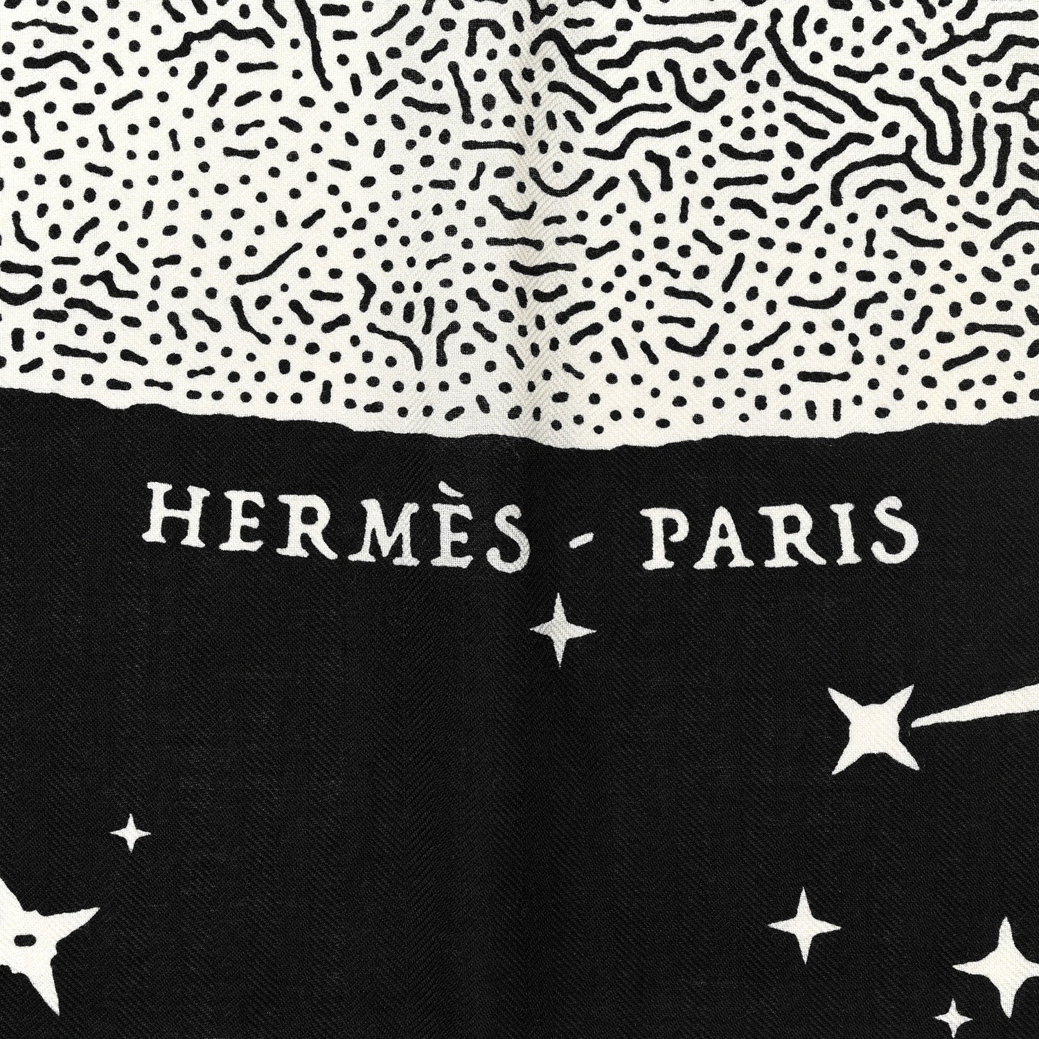 Hermes Silk Cashmere Clair De Lune Shawl 140 Black White 2 of 4