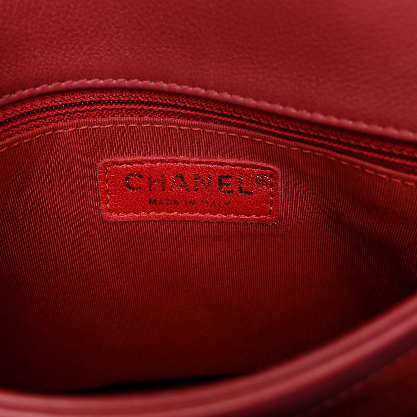 Calfskin Elaphe Stitched Small Chevron Chic Top Handle Flap Red