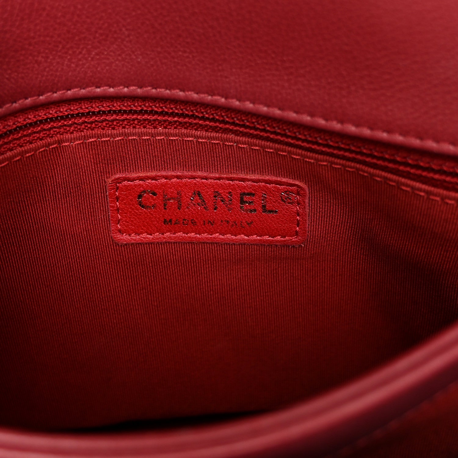 Chanel Calfskin Elaphe Stitched Small Chevron Chic Top Handle Flap Red 7 of 13