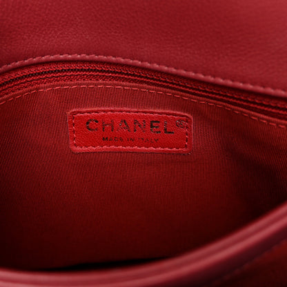 Chanel Calfskin Elaphe Stitched Small Chevron Chic Top Handle Flap Red 7 of 13