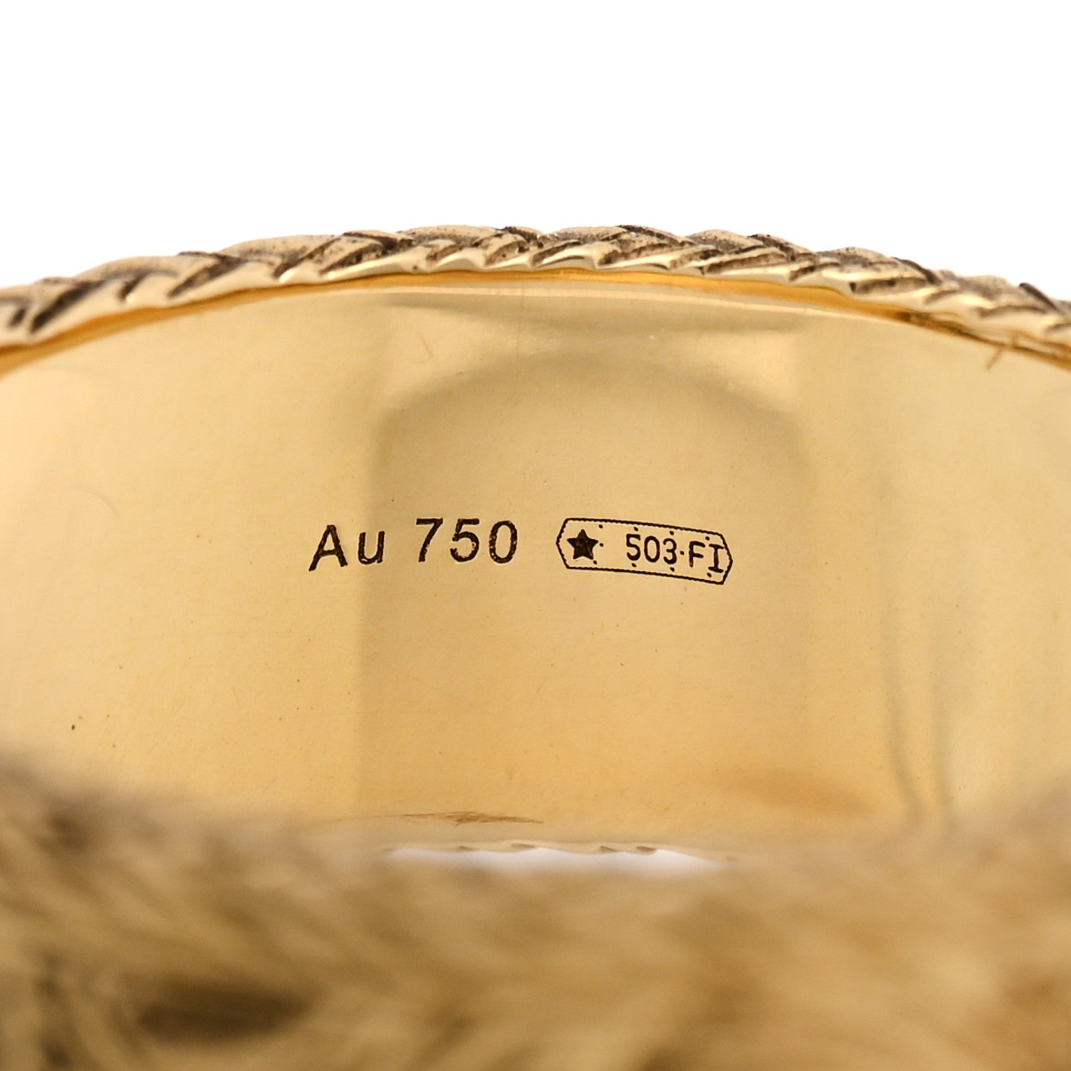 Gucci 18K Yellow Gold Interlocking G Arabesque Ring 55 7.25 5 of 6