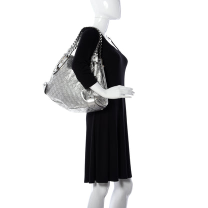 Gucci Metallic Guccissima Medium Pelham Shoulder Bag Silver 2 of 9
