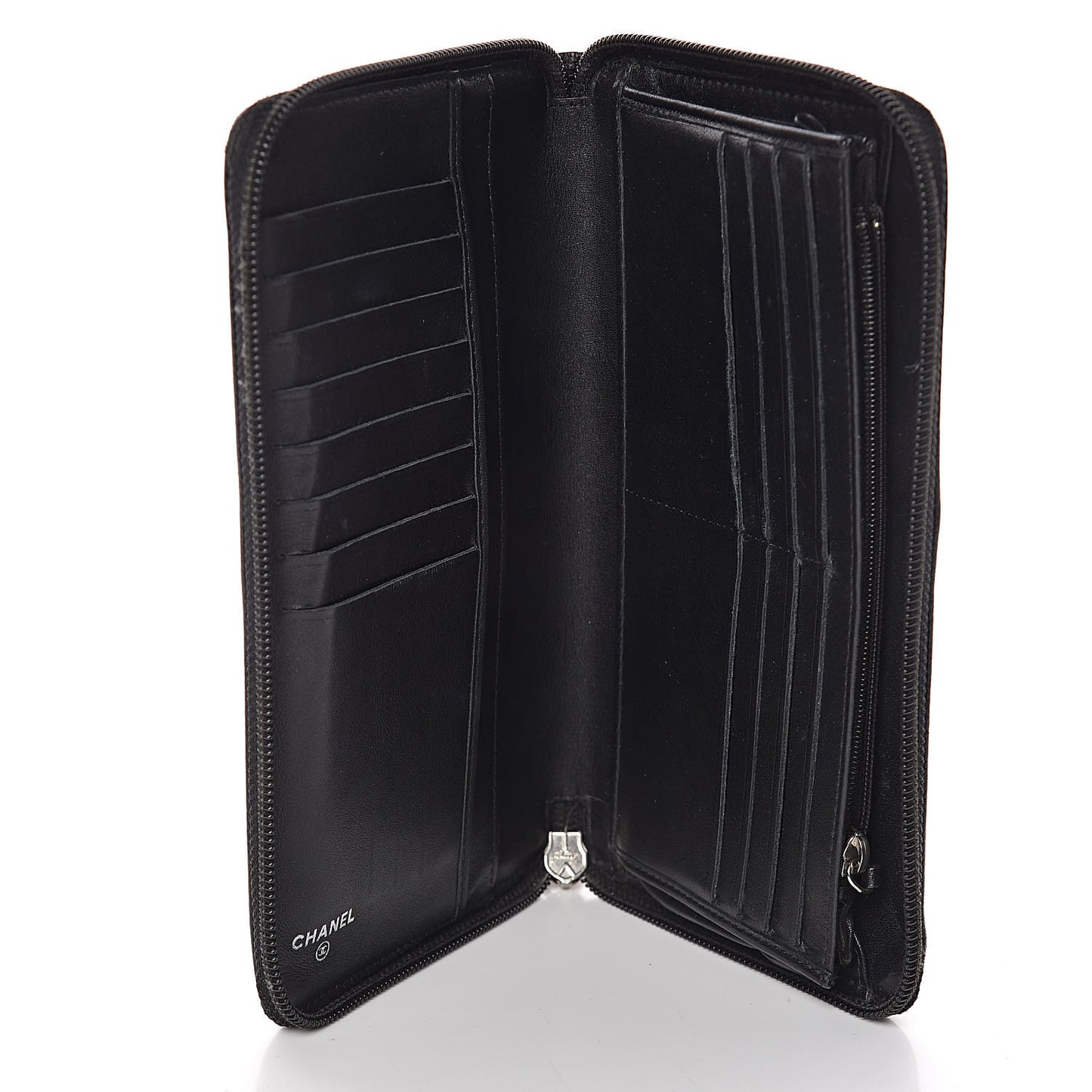 Caviar Large Timeless CC Zip Around Wallet Black