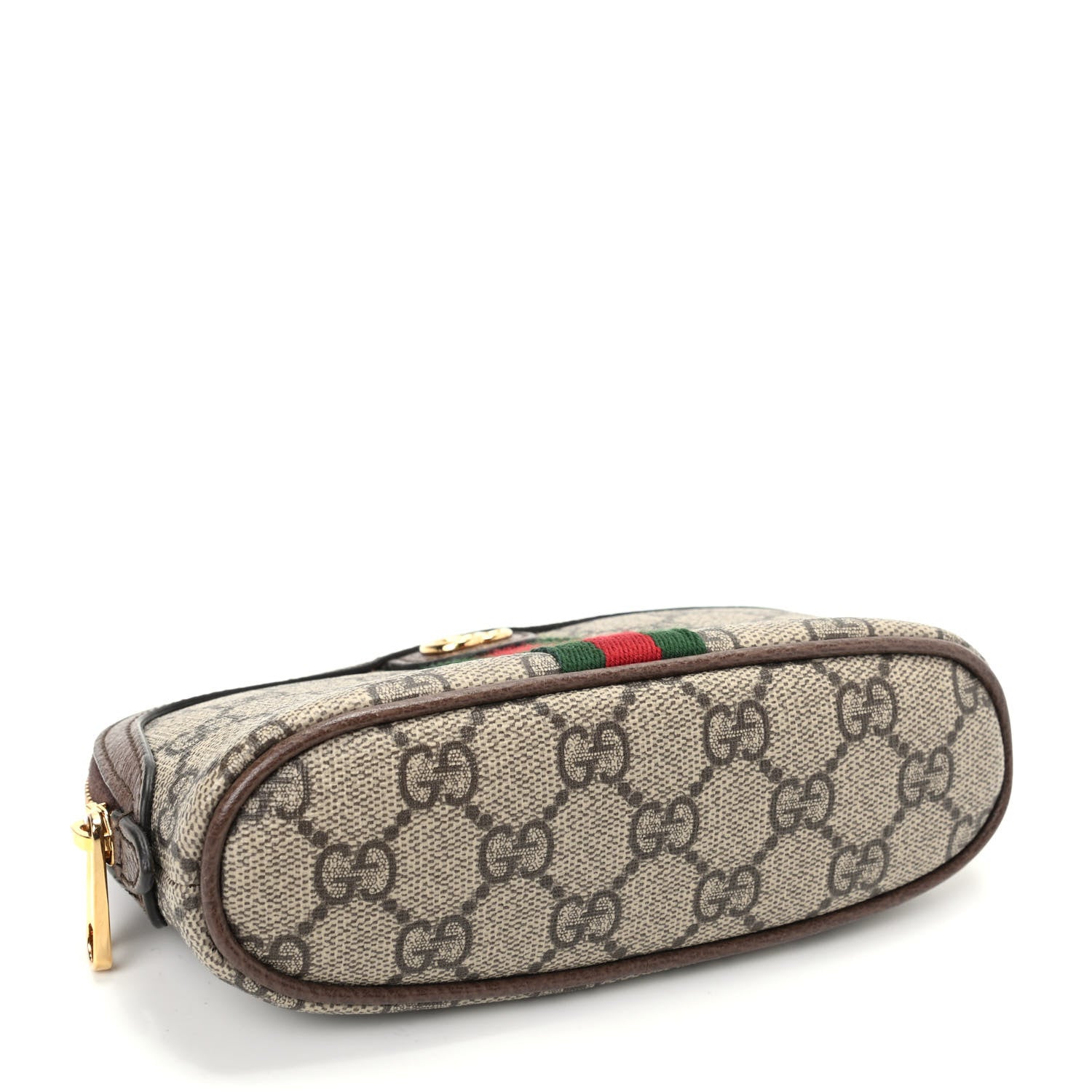 Gucci GG Supreme Monogram Textured Calfskin Web Medium Ophidia Cosmetic Case Beige Ebony New Acero 4 of 7