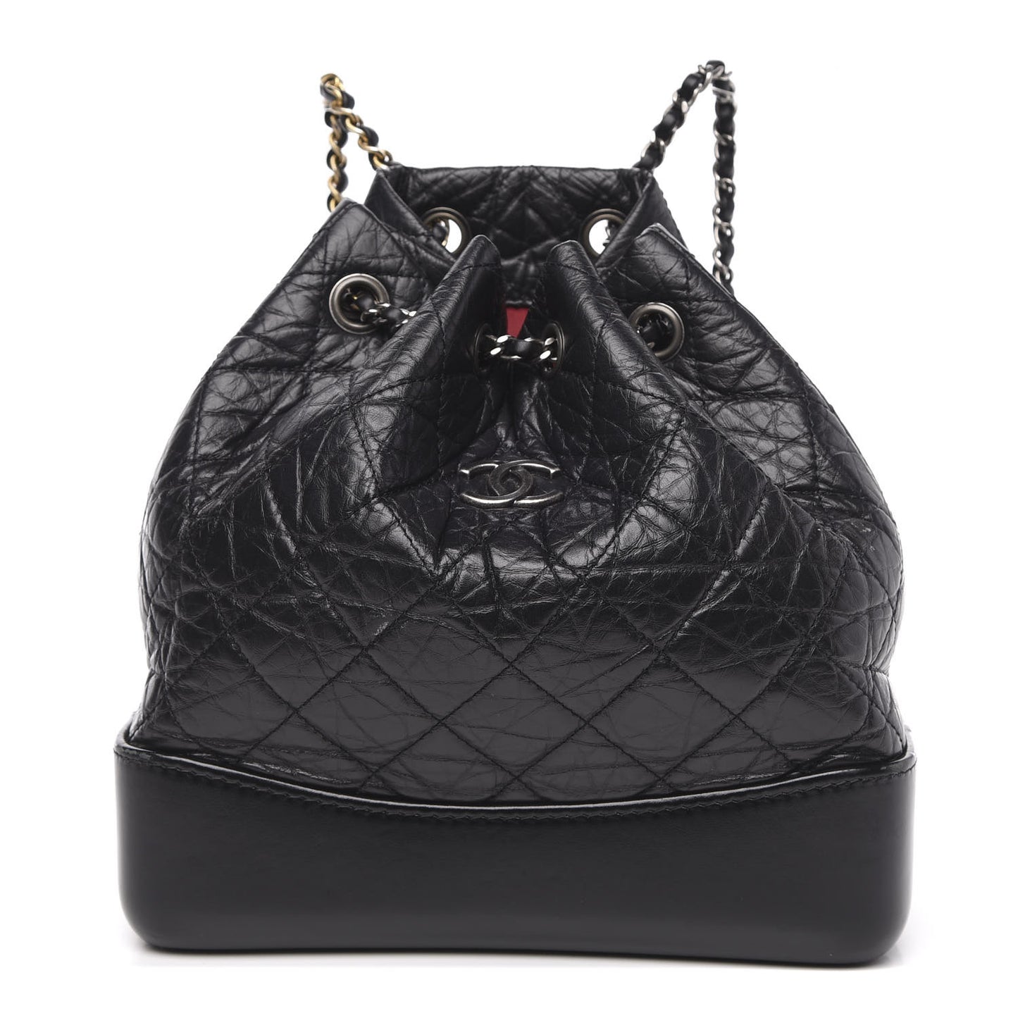 Aged Calfskin Quilted Small Gabrielle Backpack Black