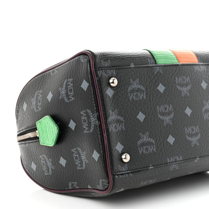 MCM Visetos Striped Munich Lion Small Boston Satchel Black 10 of 17