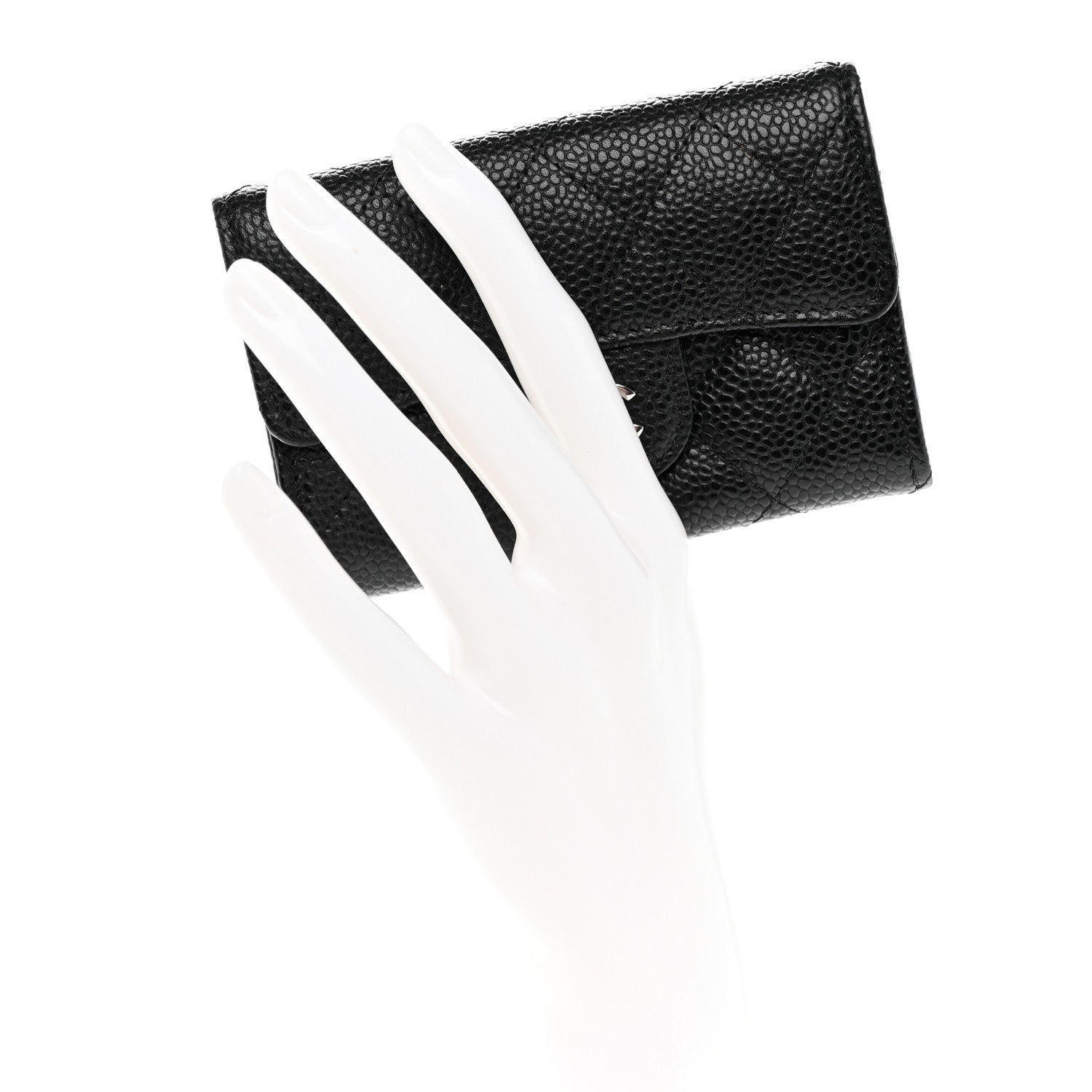 Chanel Caviar Quilted Flap Card Holder Wallet Black 2 of 9