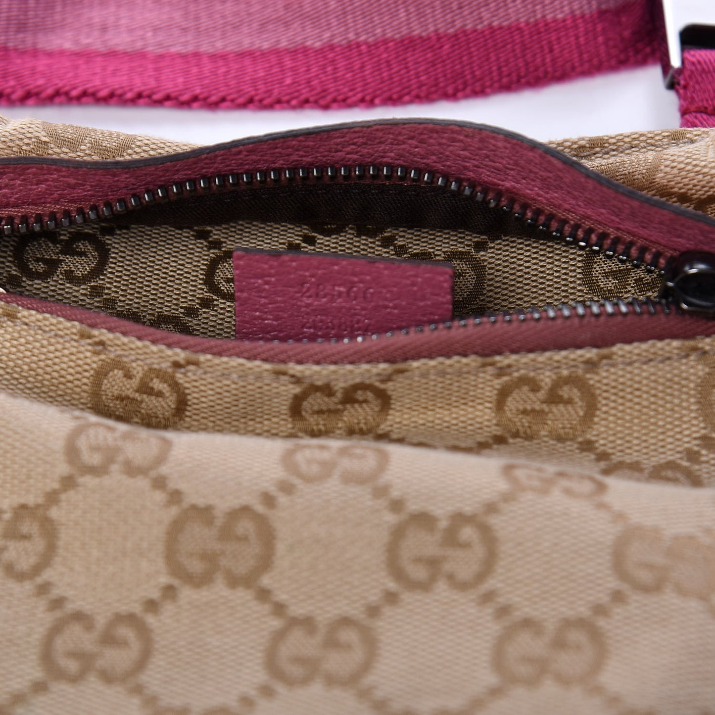 GG Monogram Web Double Pocket Belt Bag Pink