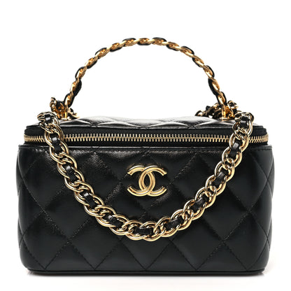 Chanel Lambskin Quilted Golden Links Top Handle Vanity Case With Chain Black 1 of 10