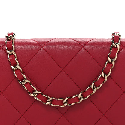 Chanel Lambskin Quilted Wallet On Chain WOC Dark Pink 9 of 12