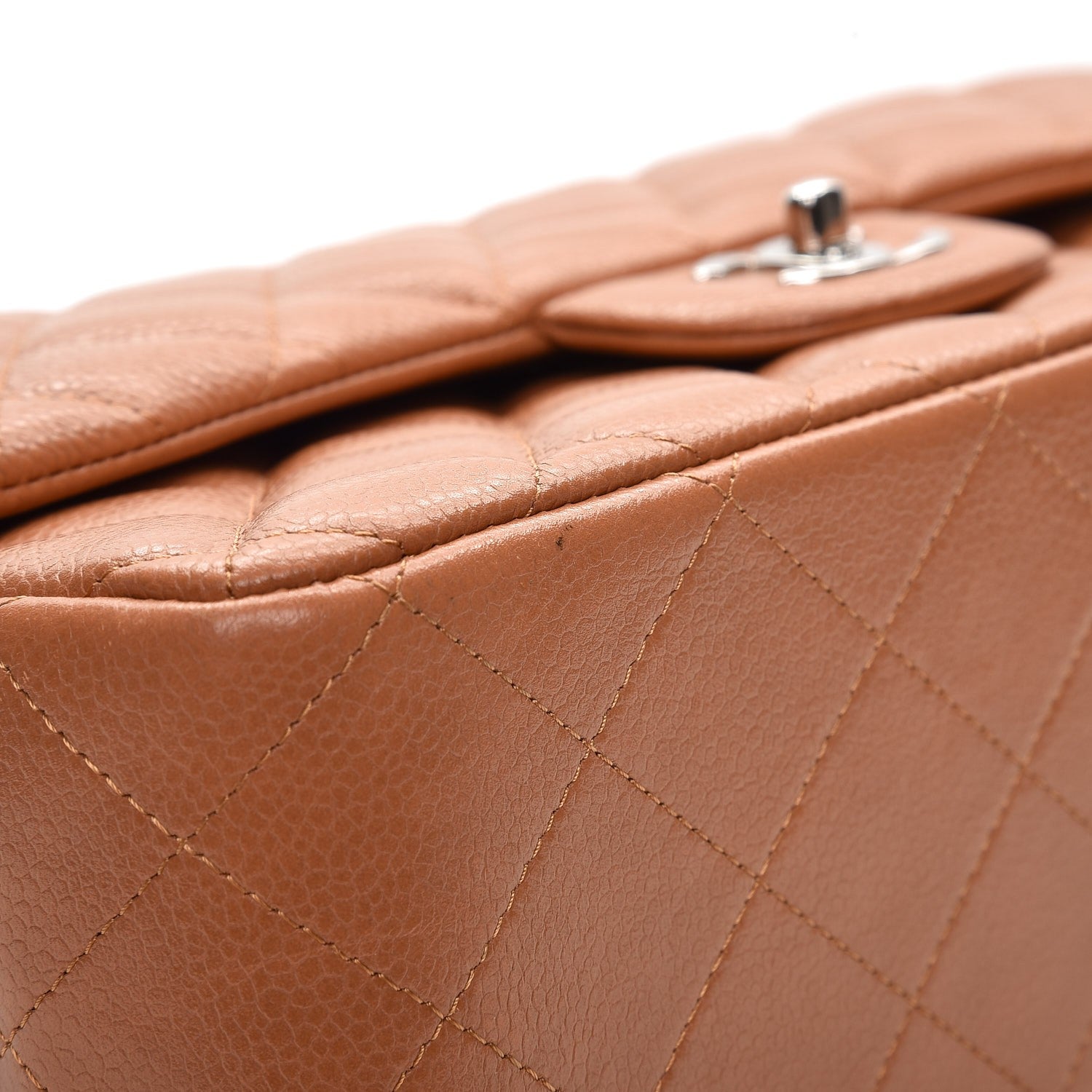 Chanel Caviar Quilted Jumbo Double Flap Light Brown 9 of 11