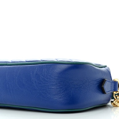 Gucci Azalea Calfskin Enamel Matelasse Diagonal Small Torchon GG Marmont Chain Shoulder Bag Imperial Blue Pavone 10 of 11
