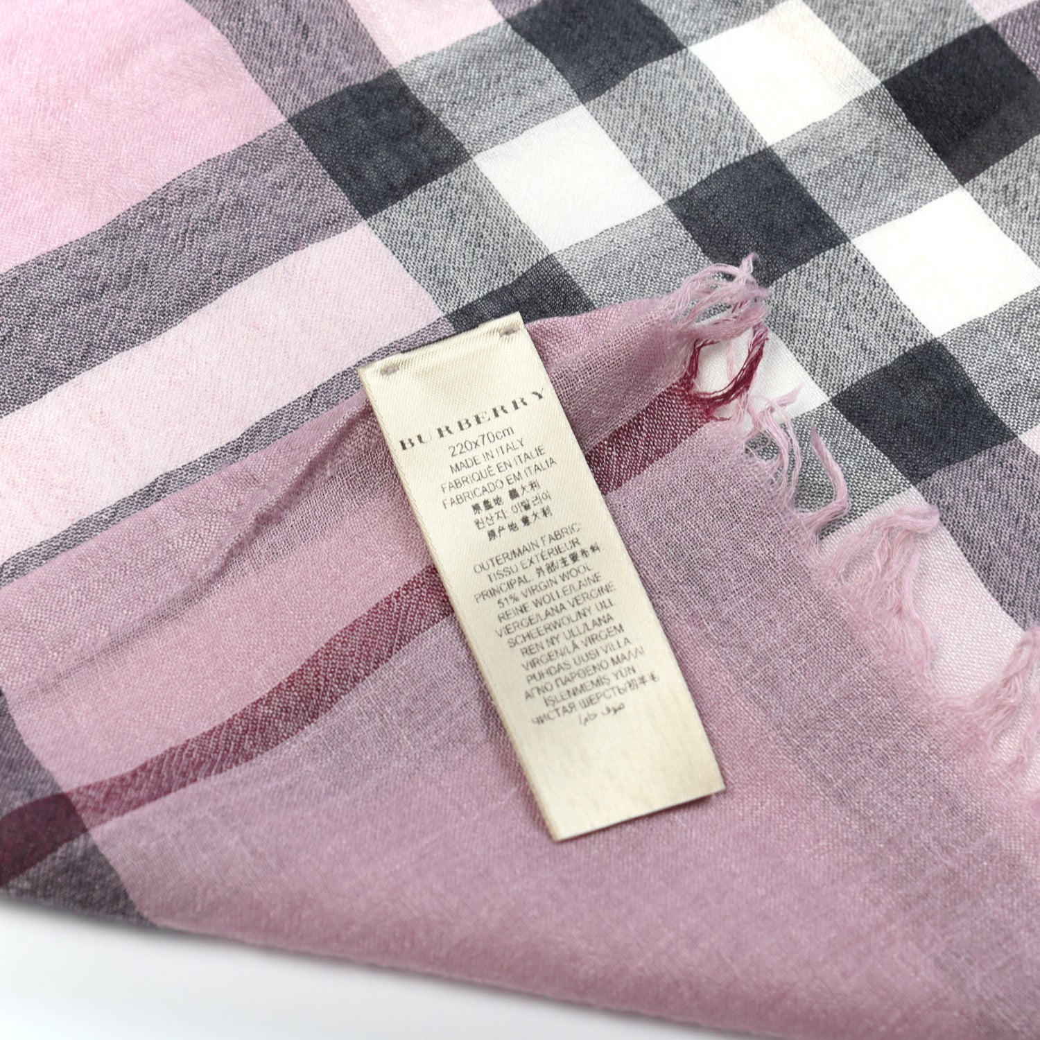 Burberry Silk Wool Gauze Giant Check Scarf Ash Rose 3 of 4