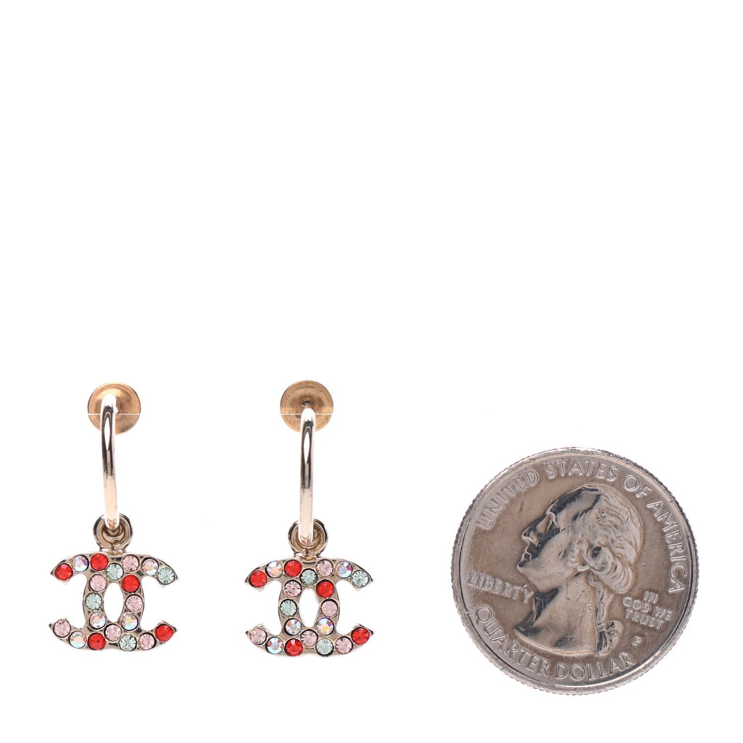 Crystal CC Drop Earrings Gold Multicolor