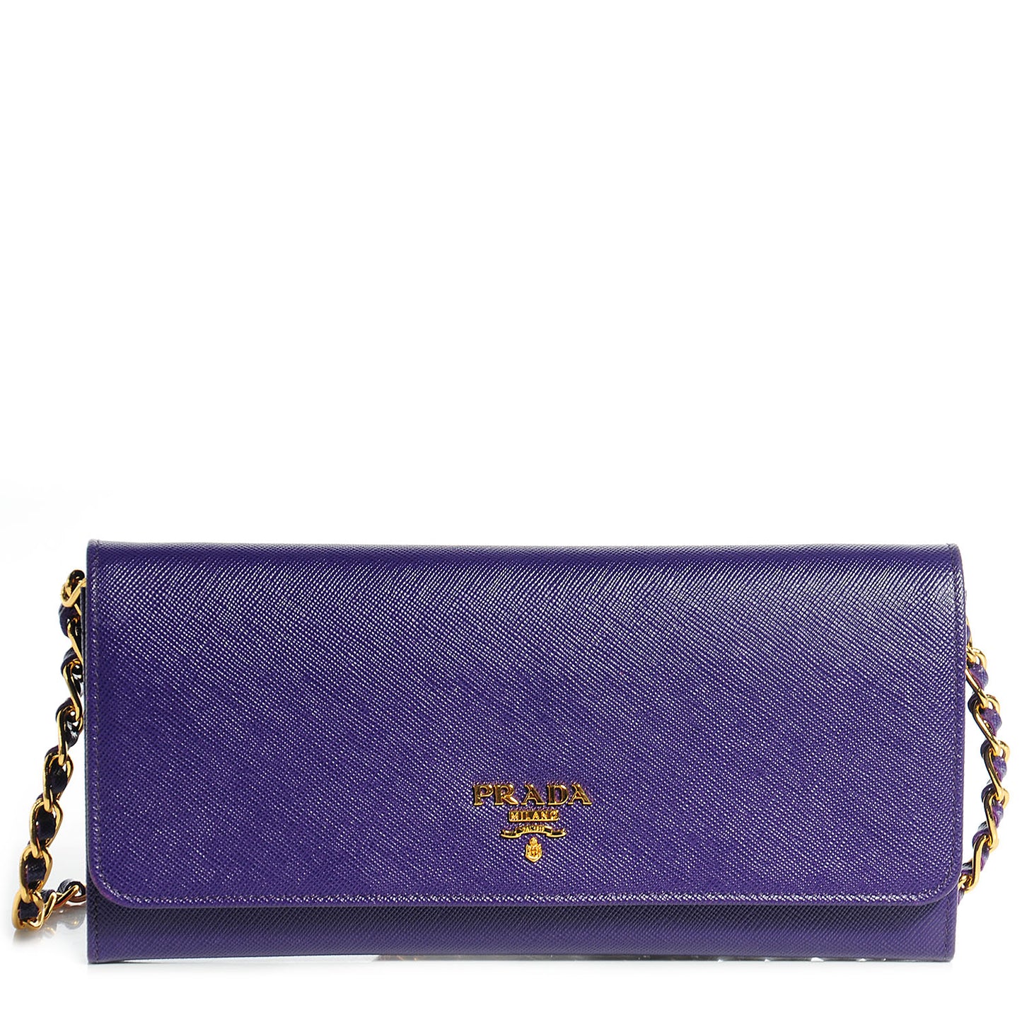 Saffiano Metal Oro Chain Wallet Viola