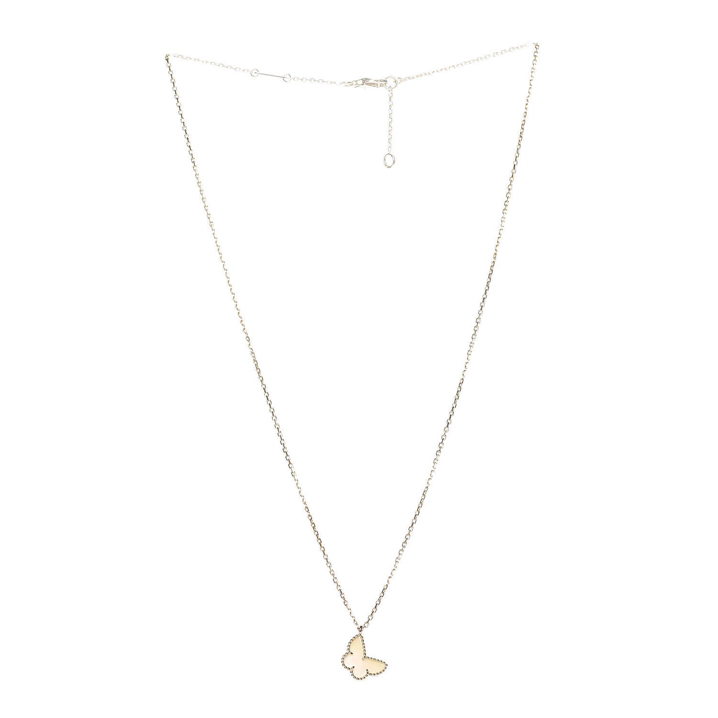18K Yellow Gold Mother of Pearl Sweet Alhambra Butterfly Pendant Necklace