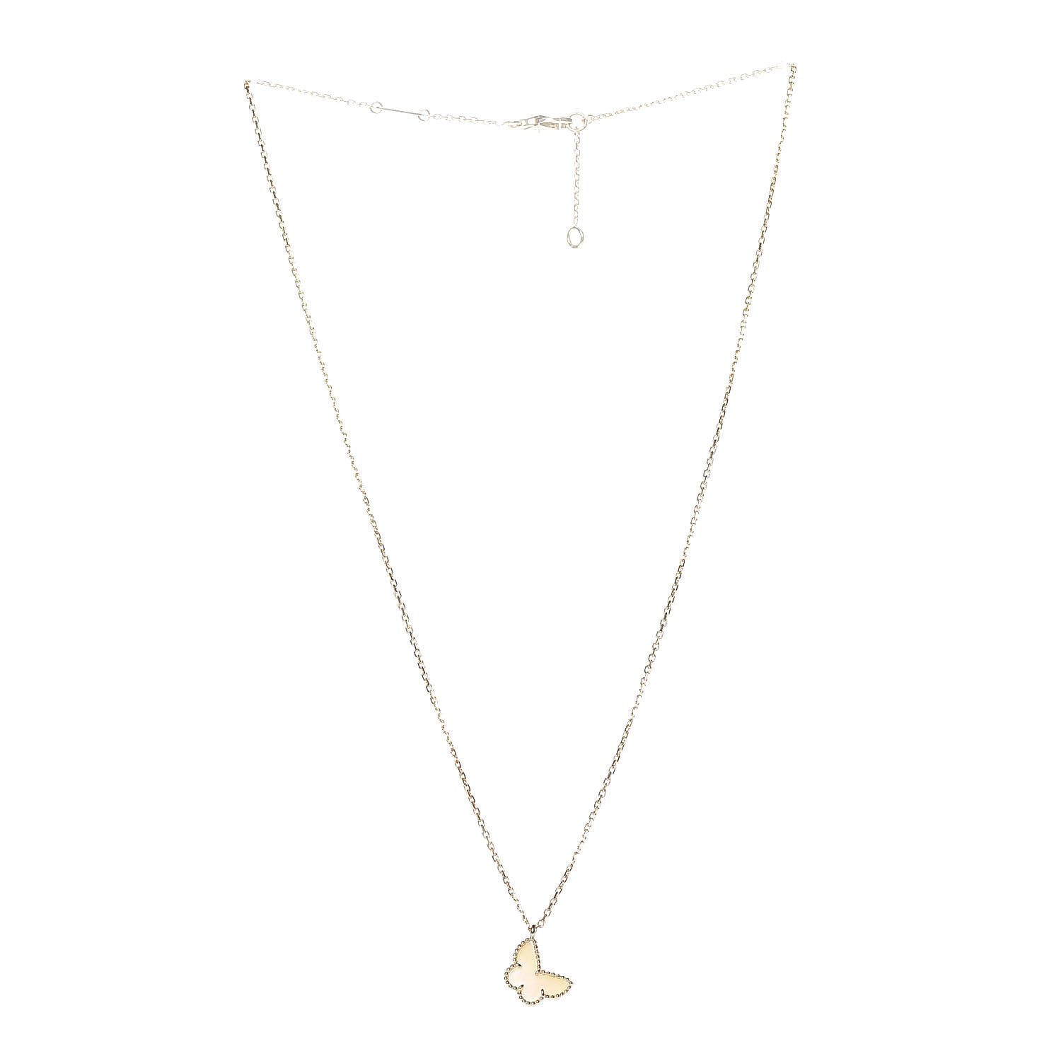 Van Cleef & Arpels 18K Yellow Gold Mother of Pearl Sweet Alhambra Butterfly Pendant Necklace 3 of 8