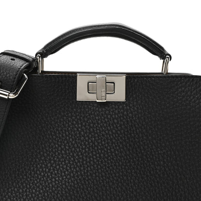 Fendi Cuoio Romano Vitello Cover Glazed Fabric Bi-Color FF 1974 Mini Peekaboo I SEE U Satchel Black Brown 7 of 9