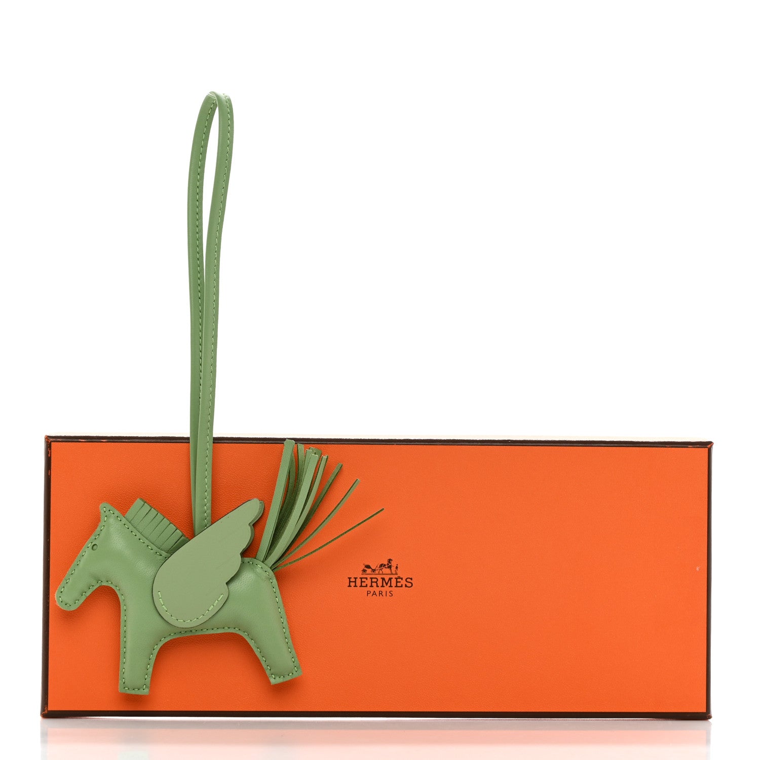 Hermes Milo Lambskin Grigri Rodeo Pegase Horse Bag Charm PM Vert Criquet 5 of 5