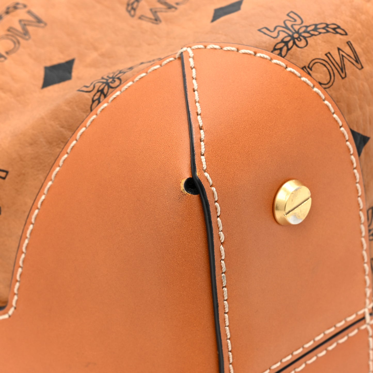 Visetos Small Soft Berlin Drawstring Bucket Bag Cognac