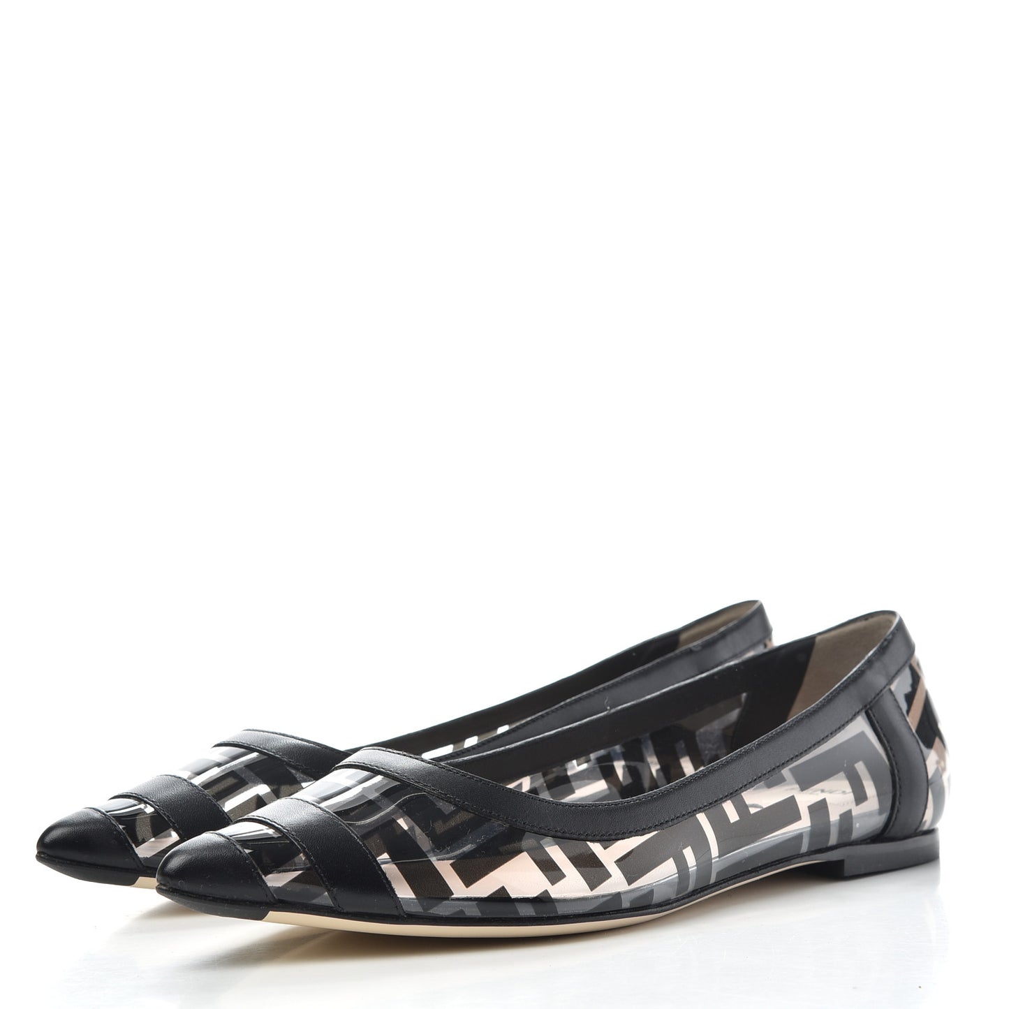 PVC Calfskin FF Colibri Ballerina Flats 37.5 Black