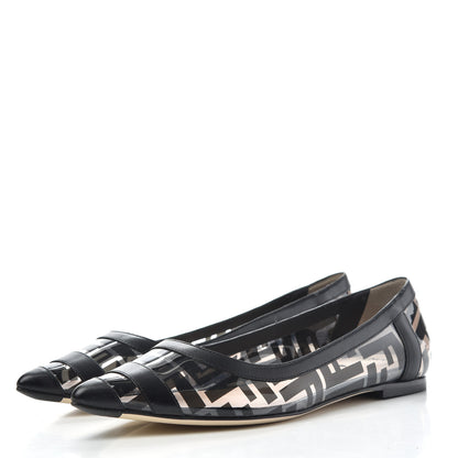 Fendi PVC Calfskin FF Colibri Ballerina Flats 37.5 Black 3 of 9