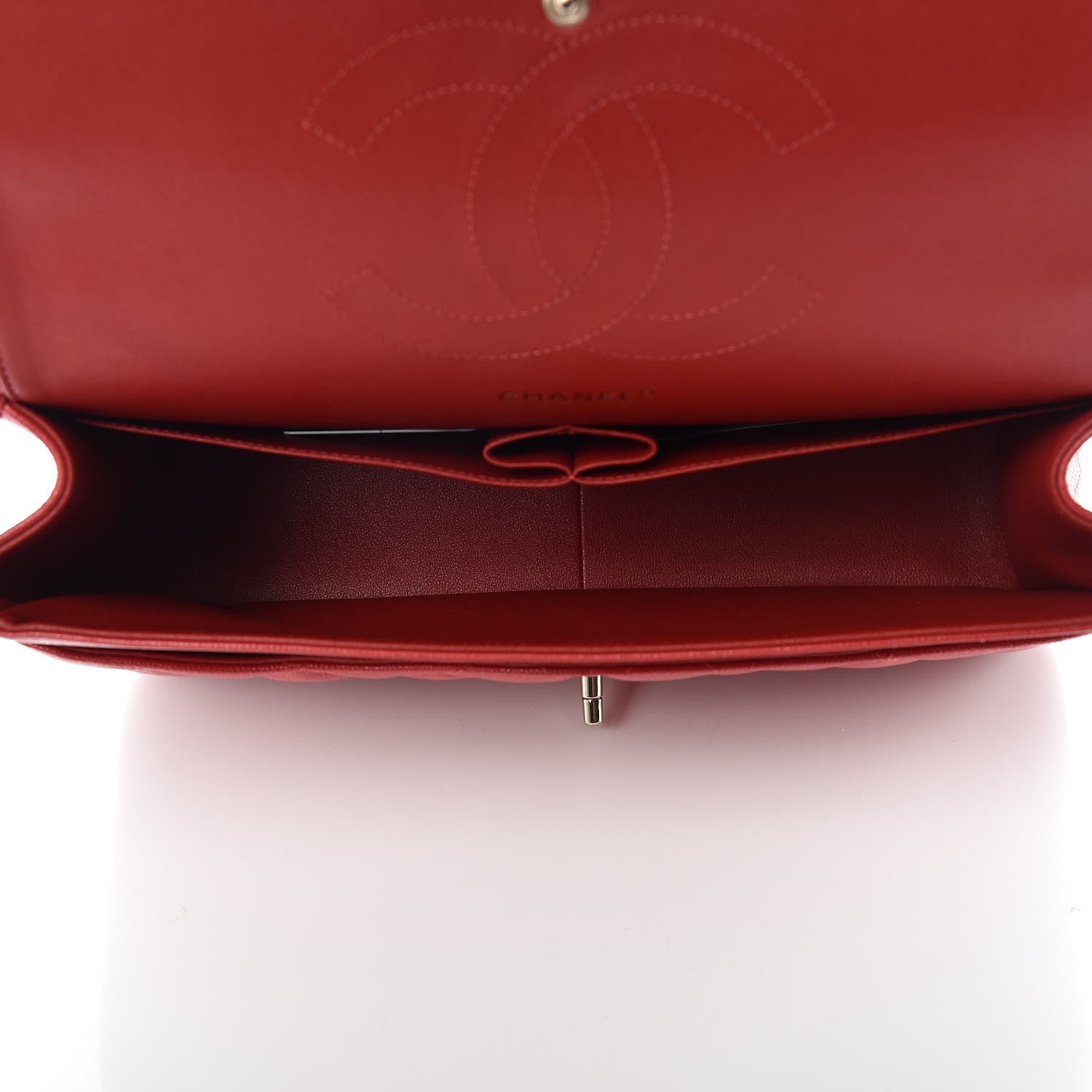 Chanel Caviar Quilted Jumbo Double Flap Red 8 of 10