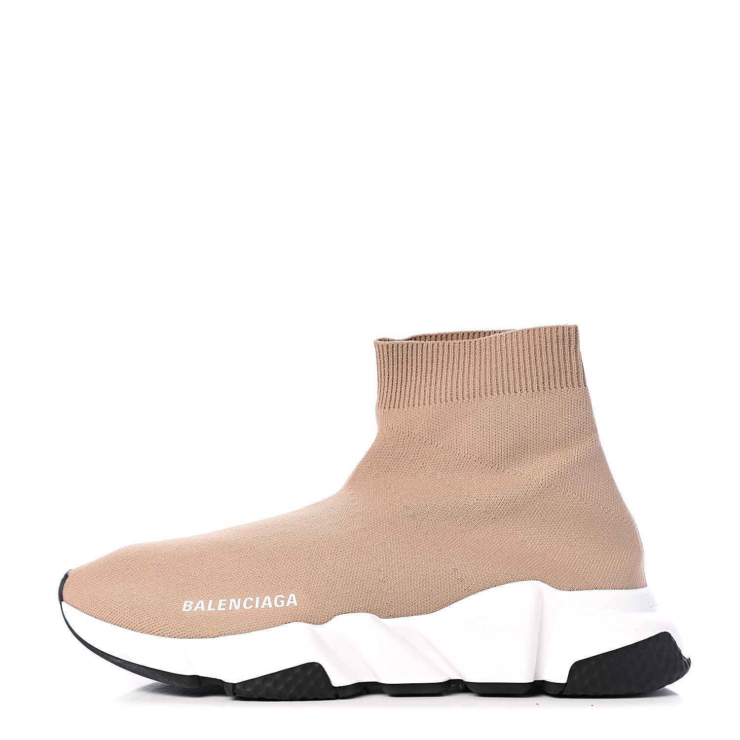 Balenciaga Neoprene Knit Bi-Color Sole Womens Speed Sneakers 38 Beige White Black 1 of 8