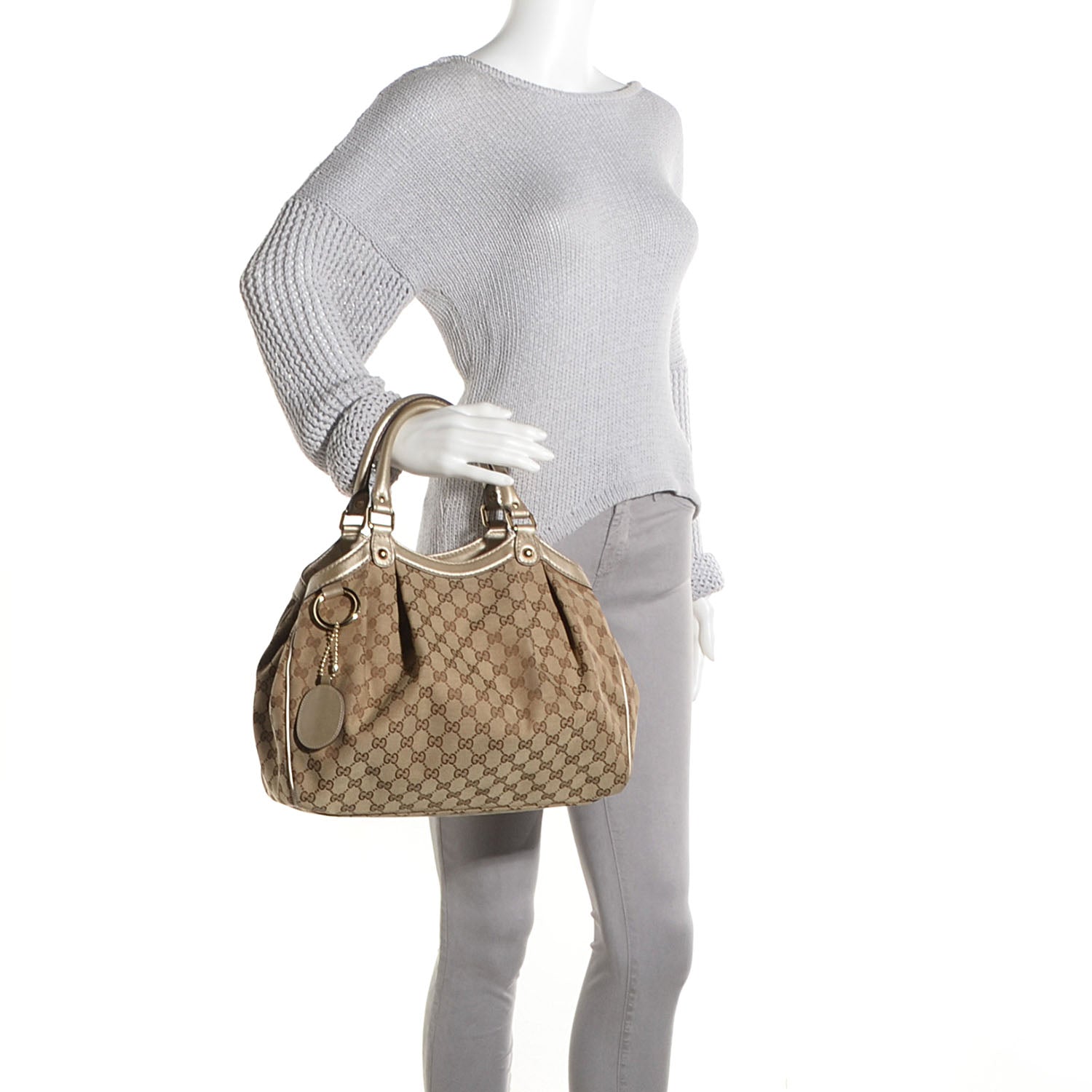 Gucci Monogram Medium Sukey Tote Champagne 2 of 9