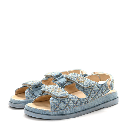 Chanel Denim Quilted Dad Sandals 40 Blue 4 of 10