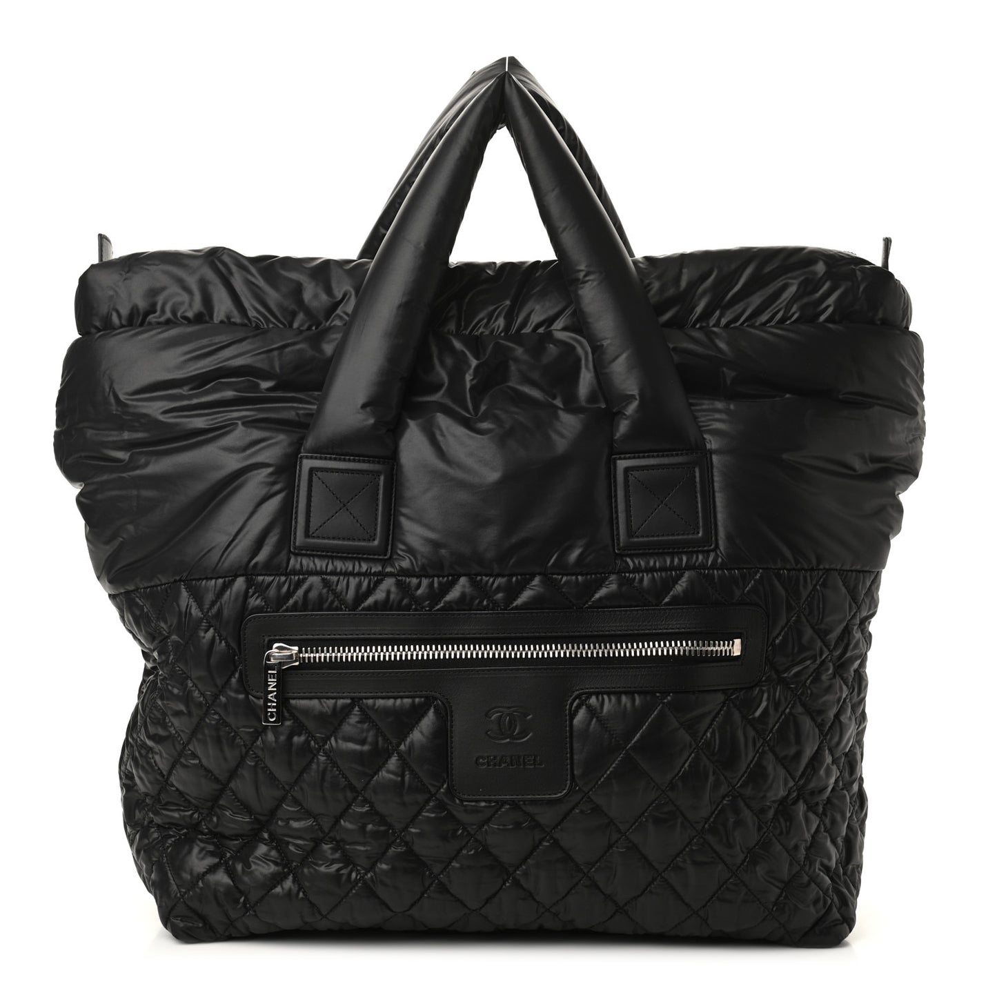 Nylon Quilted Large Coco Cocoon Tote Black