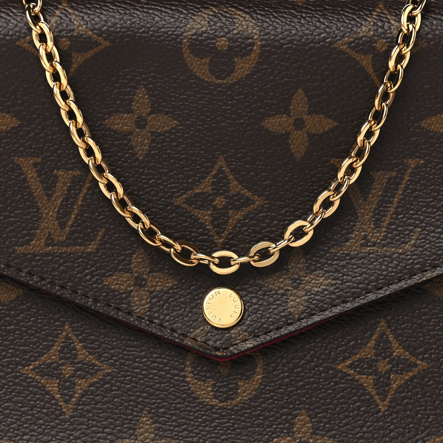 Monogram Pochette Felicie Chain Wallet Fuchsia